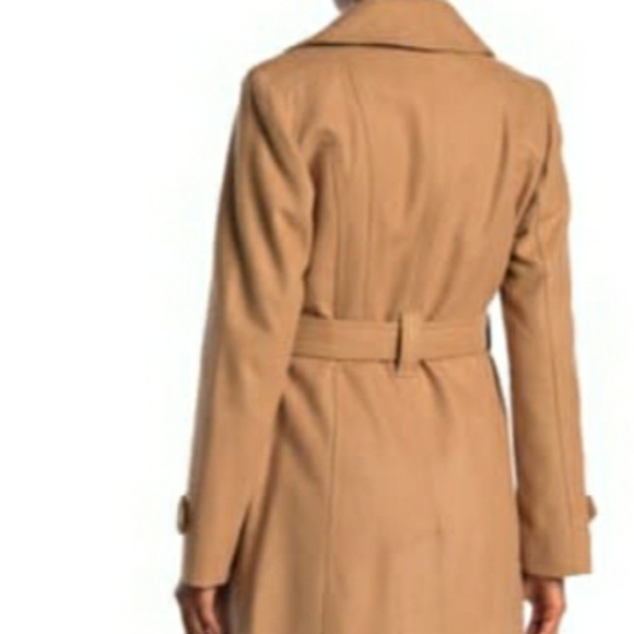 Michael Kors Missy Belted Wool Blend Trench Coat - Picture 4 of 7